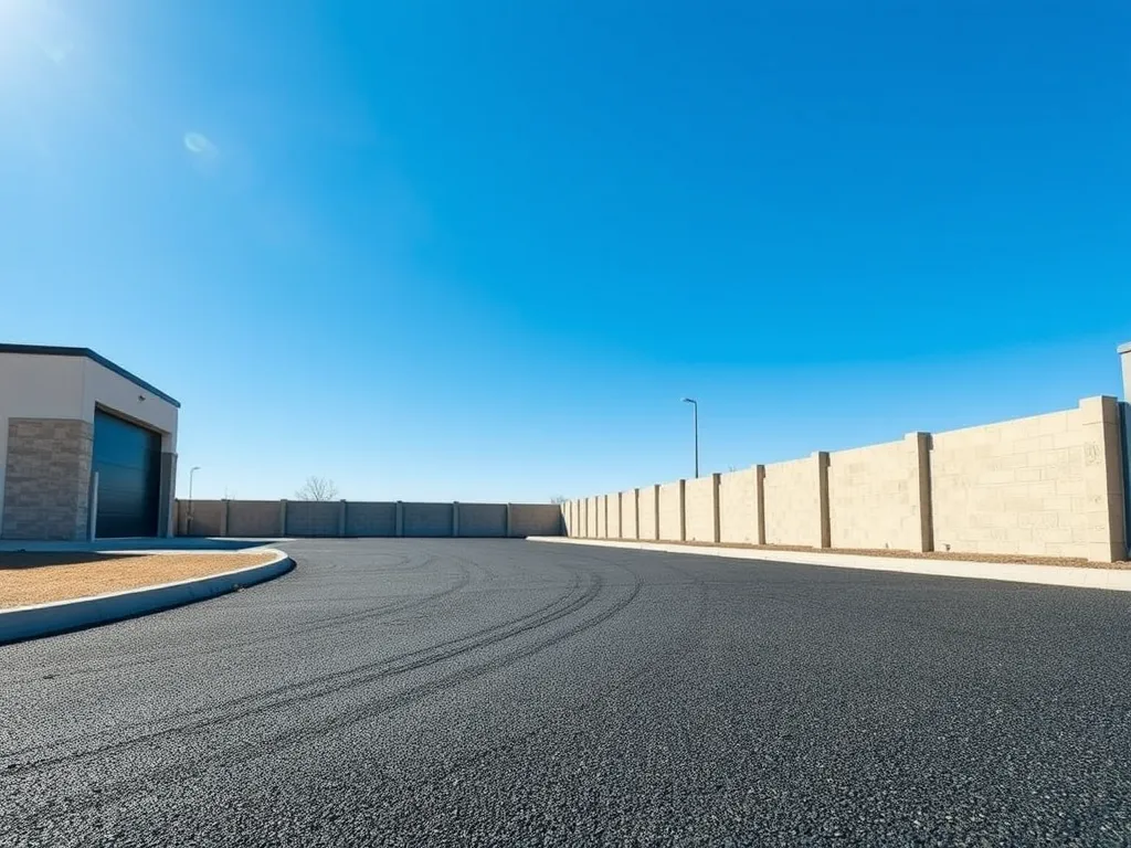 Freshly sealcoated asphalt driveway contributing to climate protection