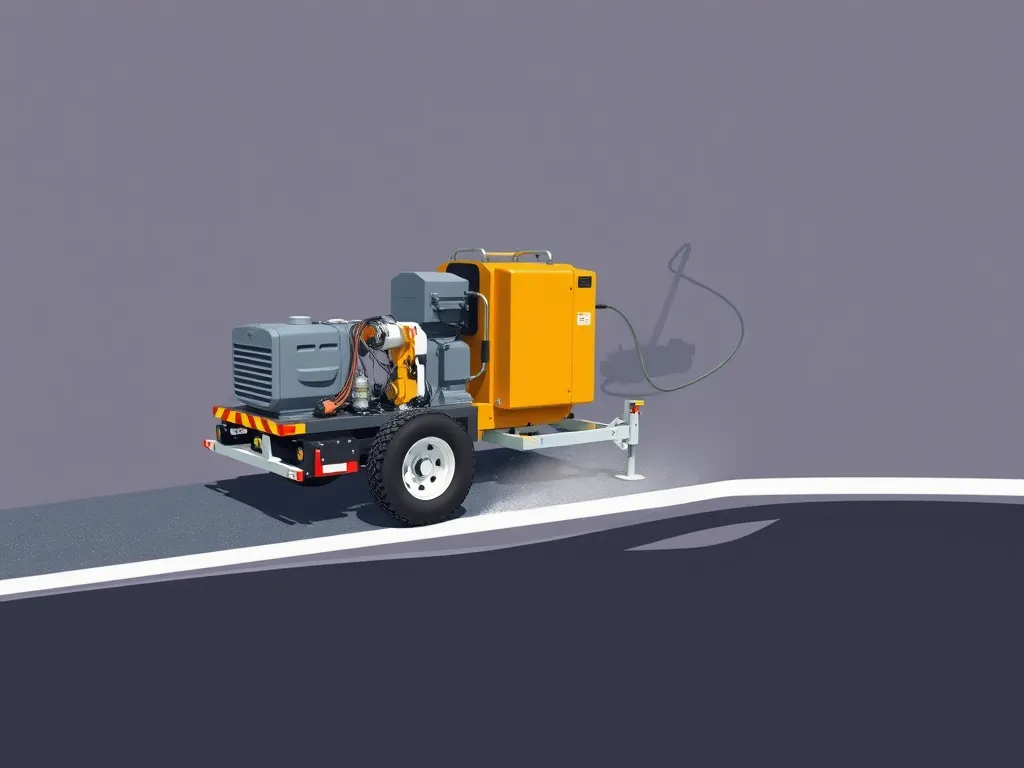 A machine used for sealcoating commercial asphalt surfaces to enhance durability.