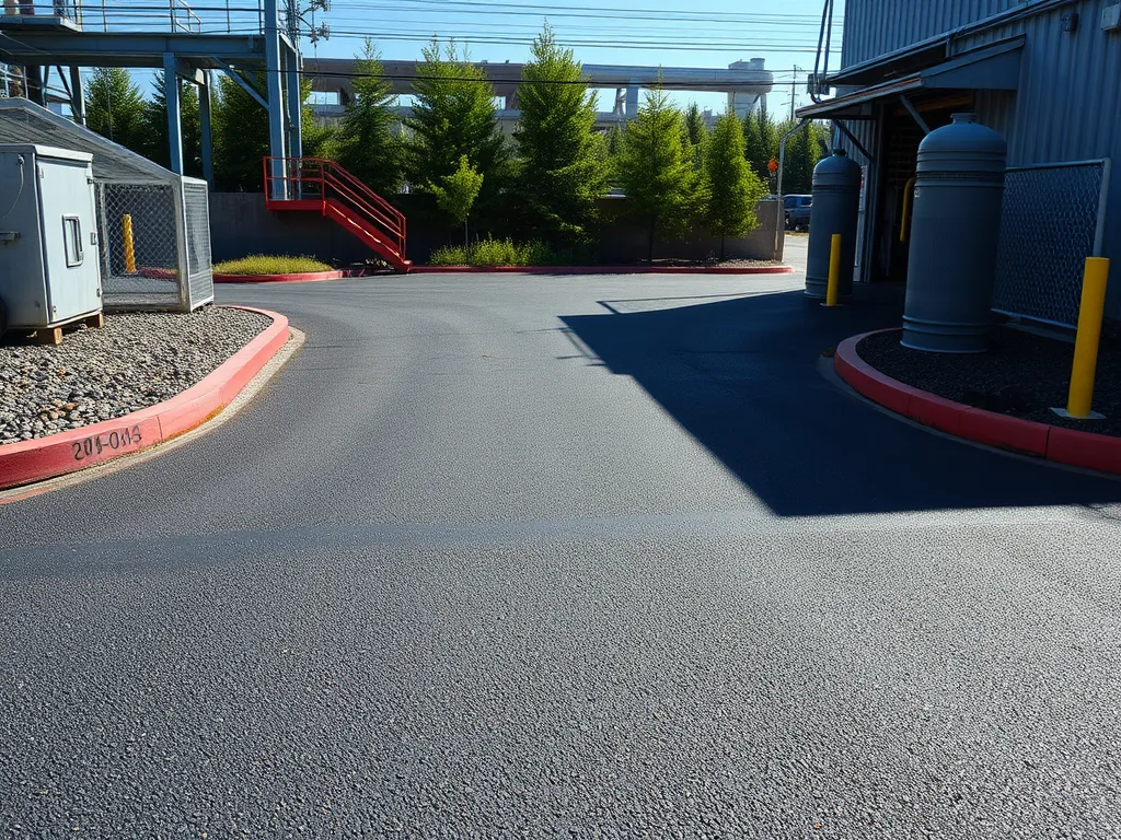 Freshly seal coated asphalt driveway improving curb appeal