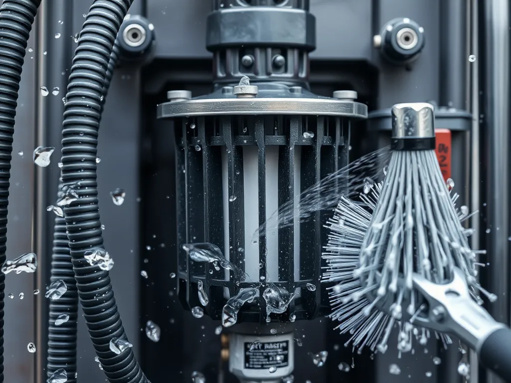 Sealcoating equipment being cleaned, showcasing essential maintenance for optimal performance