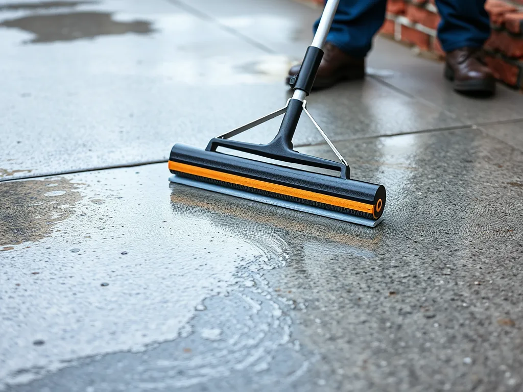 Roll applicator being used for applying sealcoating on a concrete surface