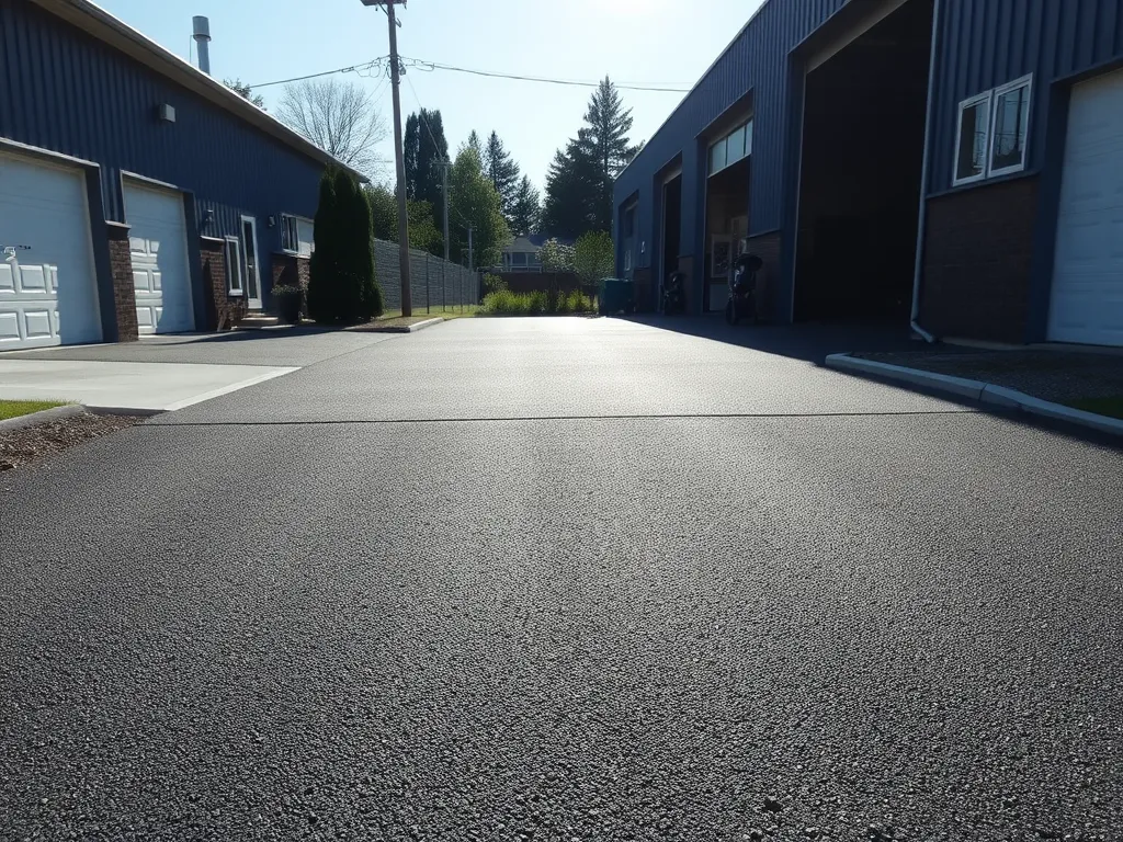 Freshly sealcoated asphalt surface demonstrating the optimal application timing for durable results