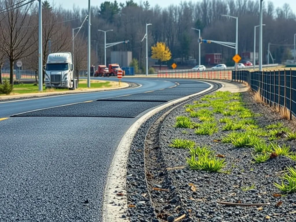 Freshly paved asphalt road highlighting seasonal maintenance considerations.