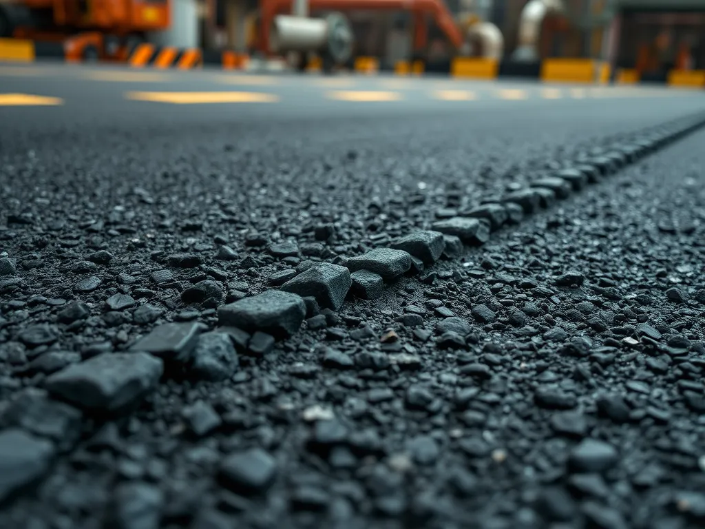 Close-up view of self-healing asphalt demonstrating its unique texture and composition.