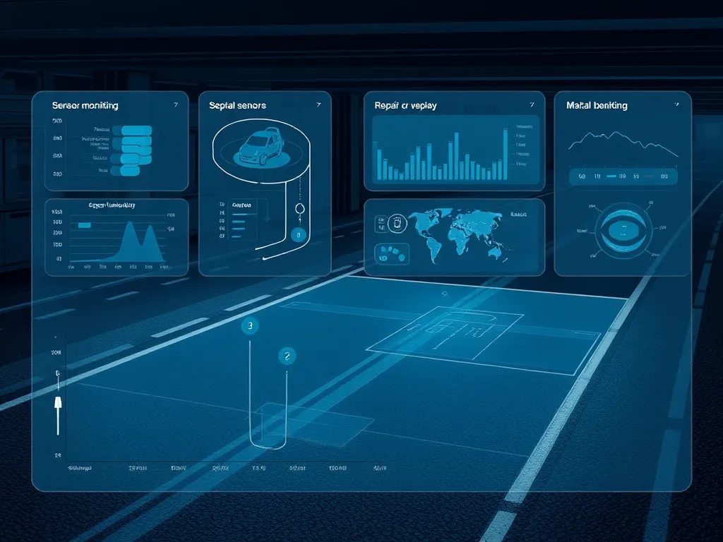 Infographic showing sensor data for asphalt maintenance and repair