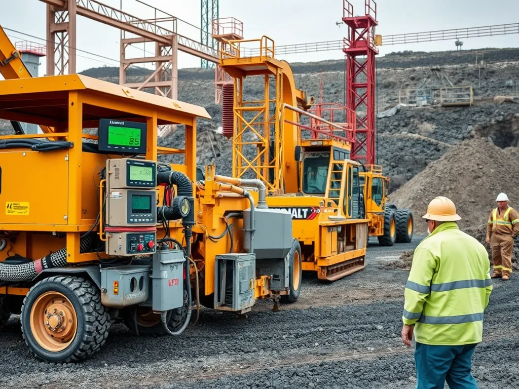 Heavy machinery equipped with sensors for asphalt maintenance and repair