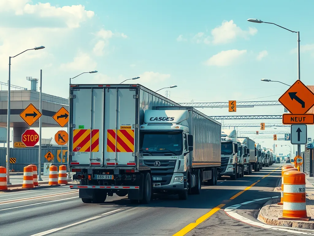 Trucks navigating a construction site highlighting the need for site assessment before excavation.