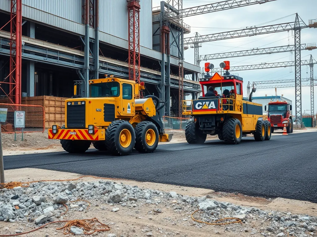 Heavy machinery used in site preparation and grading for construction projects.