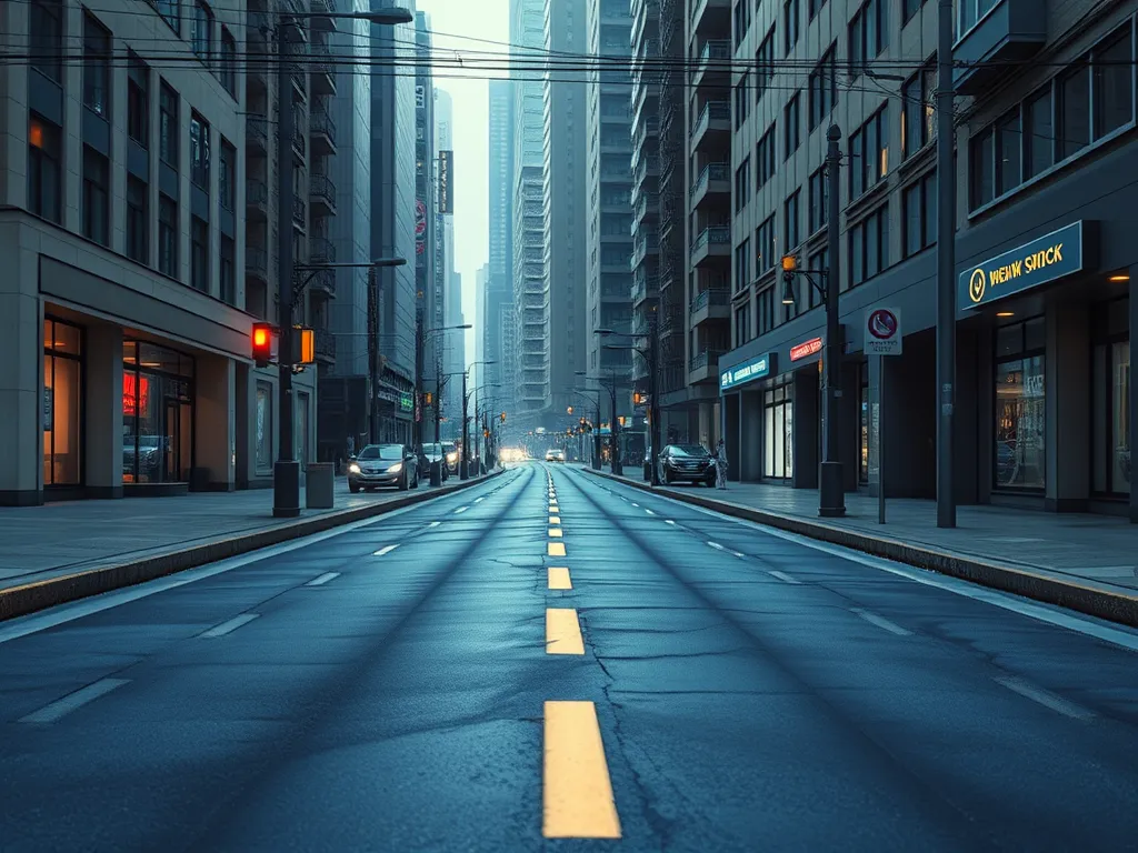 An urban street showcasing advanced smart asphalt technologies for enhanced durability and sustainability.