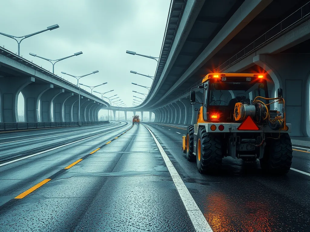 Heavy machinery working on smart asphalt technologies for modern roadways