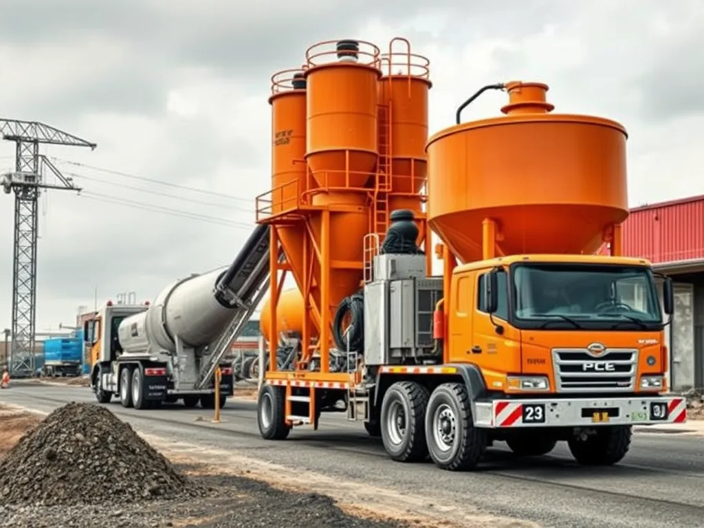 Innovative truck for smart asphalt technologies featuring orange mixing silos.