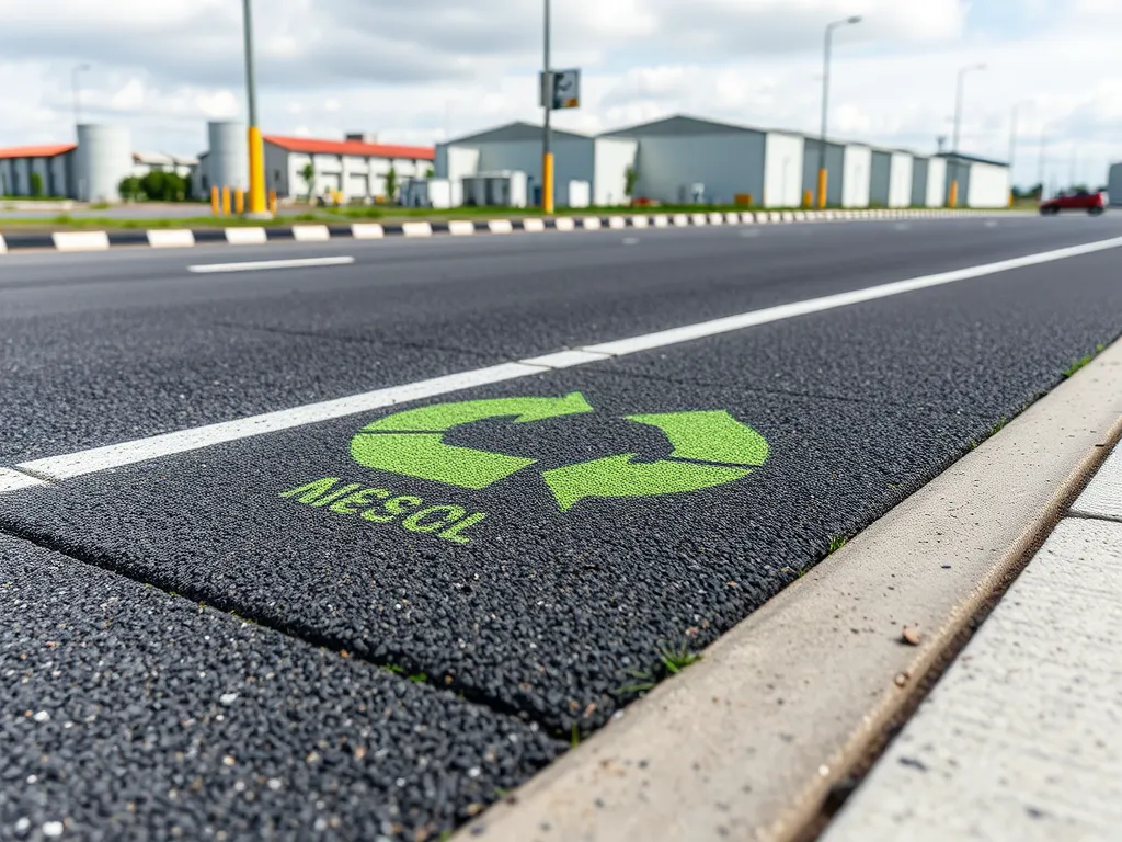 Smart materials used in asphalt technology with eco-friendly symbols
