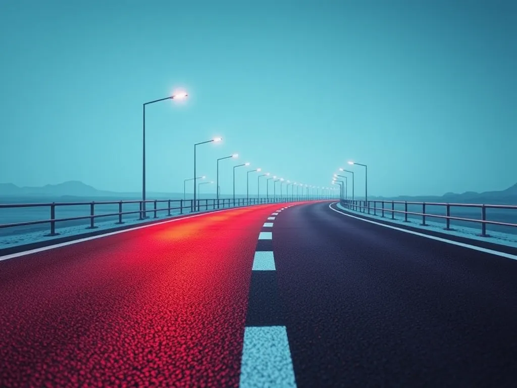 A modern road showcasing smart materials in asphalt technology for enhanced durability and performance