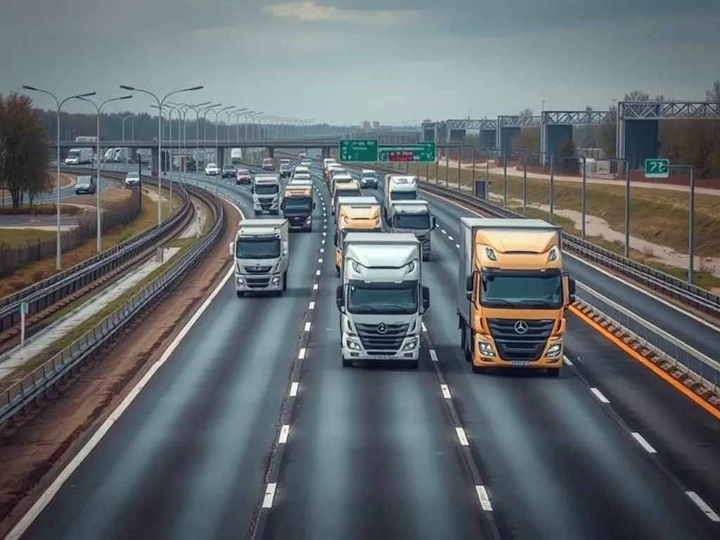 Trucks Driving on Stone Matrix Asphalt Highway Designed for High Traffic