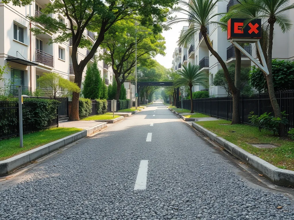 A street paved with stone matrix asphalt showcasing its design features and durability.