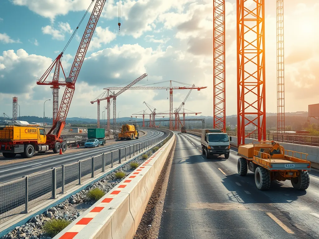 Construction site showcasing sustainable materials being used in asphalt mixes for road construction.