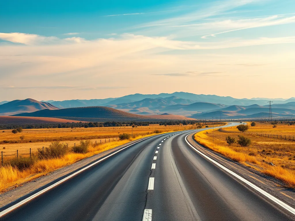 A scenic highway representing sustainable asphalt technologies, illustrating performance comparisons in road construction.