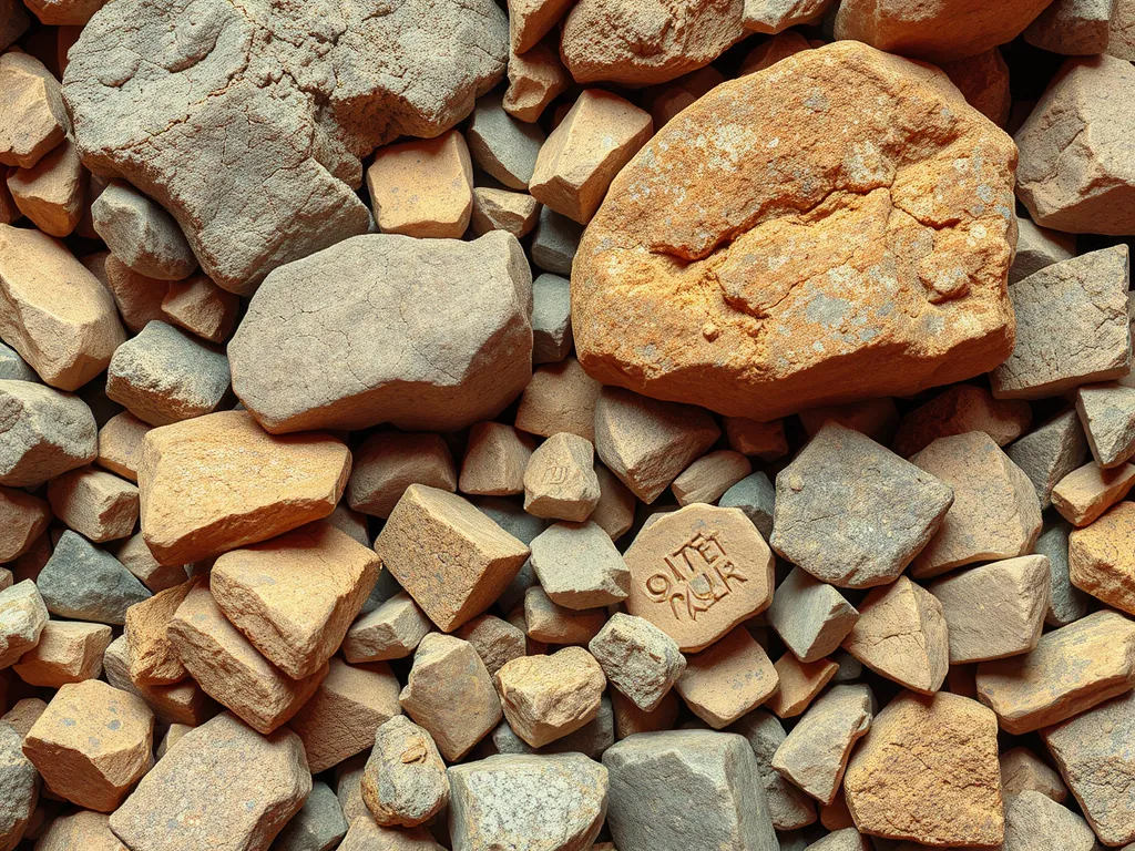 Various rocks and aggregates used in sustainable asphalt production techniques.