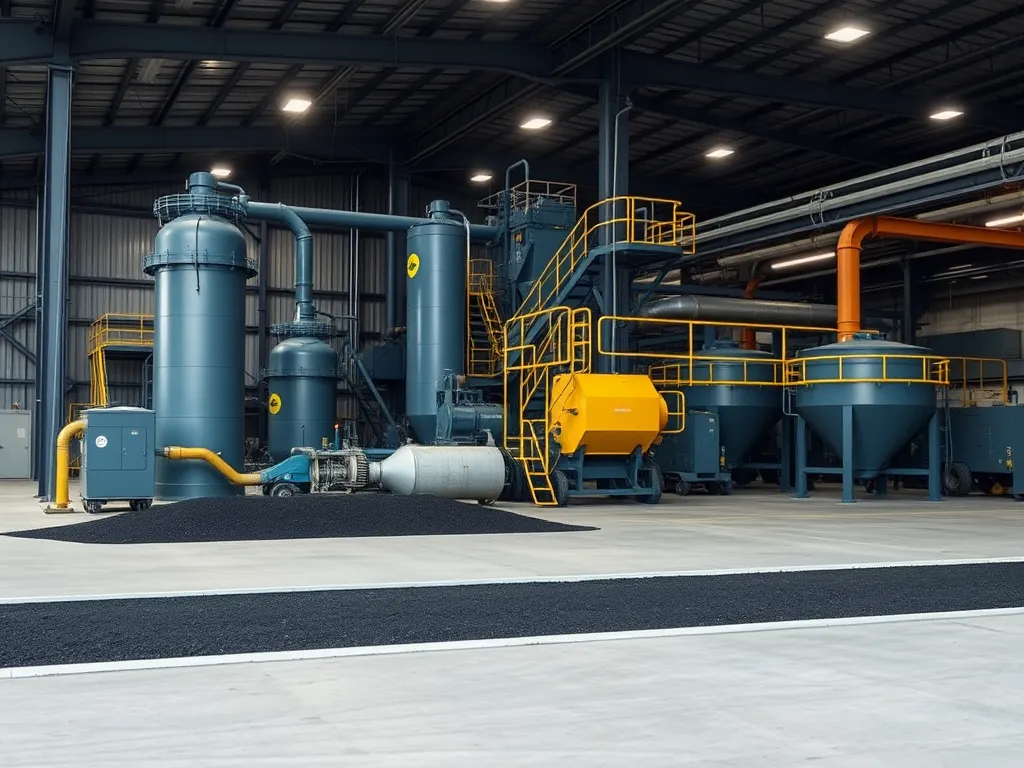 Modern asphalt production facility with eco-friendly technology for sustainable asphalt production