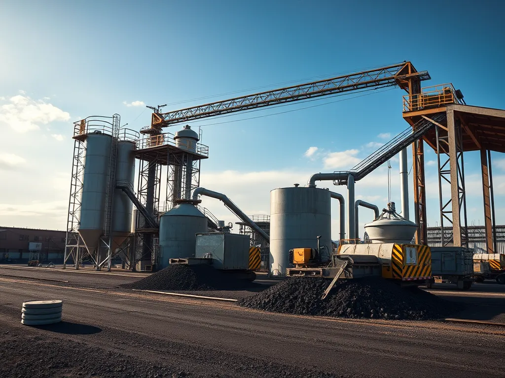A modern asphalt production facility focusing on sustainable practices in the supply chain.