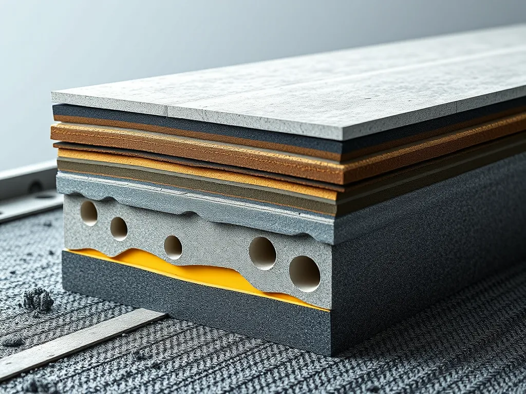 Cross-section of temperature-resistant bitumen layers showing structural composition and thermal properties