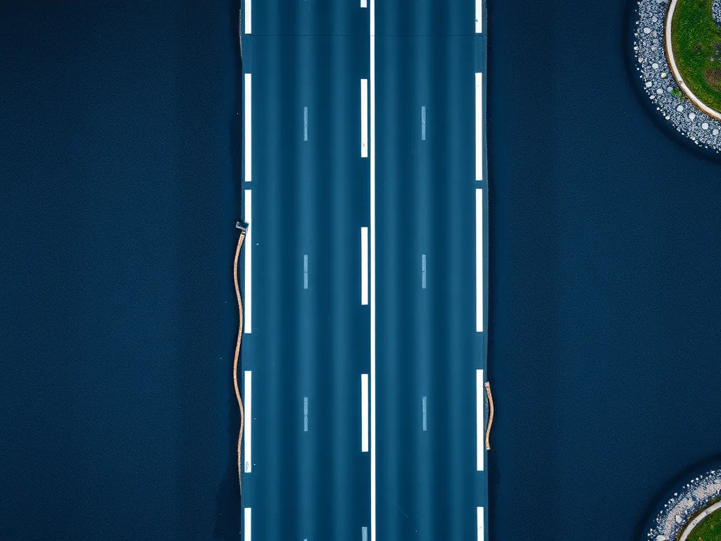 Aerial view of a newly paved asphalt road illustrating the importance of temperature in asphalt performance.