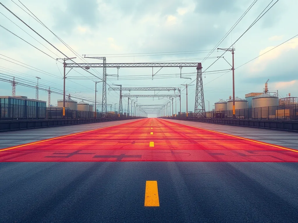 An image showing a highway with visible temperature effects on asphalt performance.