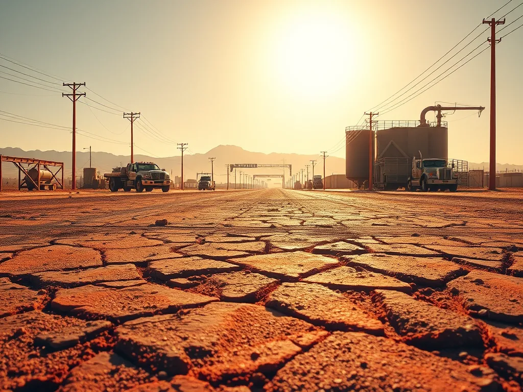 Cracked asphalt surface under high temperature, demonstrating the impact of heat on asphalt performance.