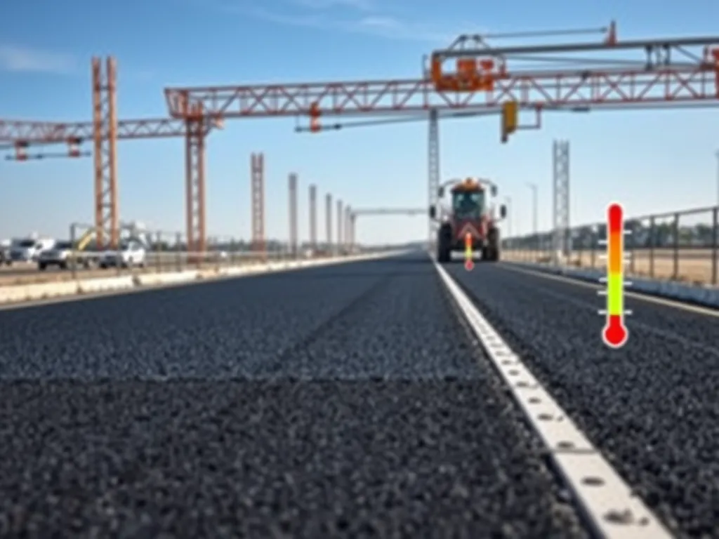 Asphalt mixing process showcasing temperature effects on pavement quality