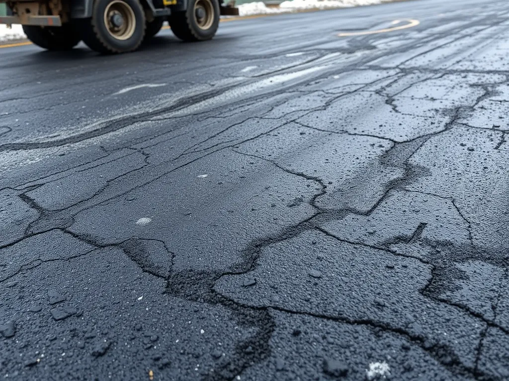 Cracked asphalt surface illustrating the effects of poor time management in asphalt curing