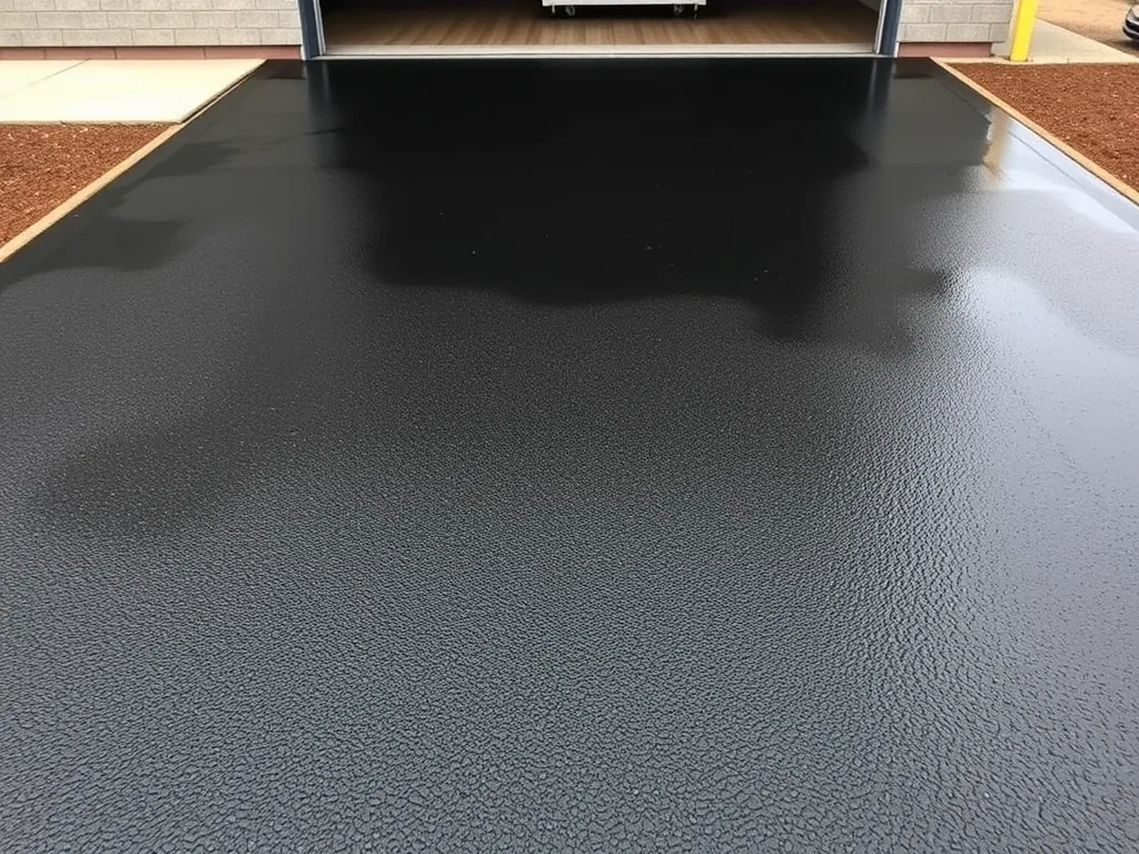 Freshly sealed asphalt driveway highlighting the benefits of timely sealcoating for durability and appearance.