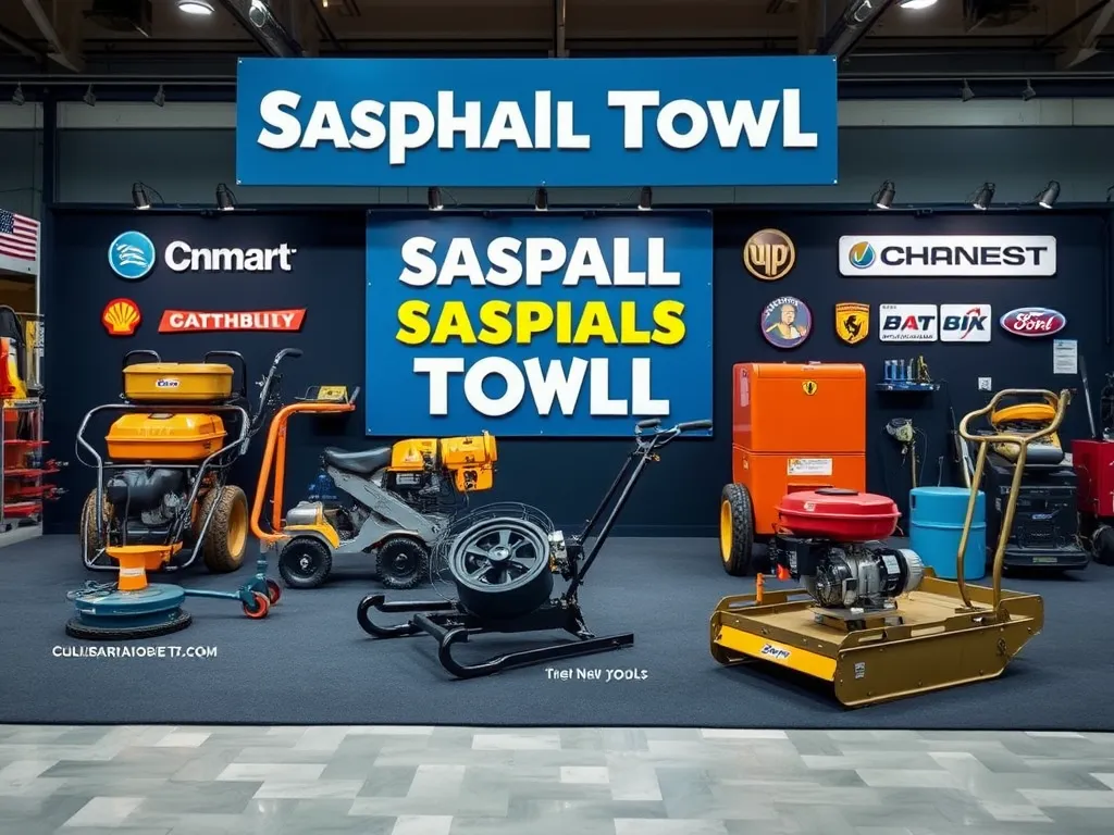 Display of top brands for asphalt tools and equipment including Cnmart, Catthilly, and CharneSt.