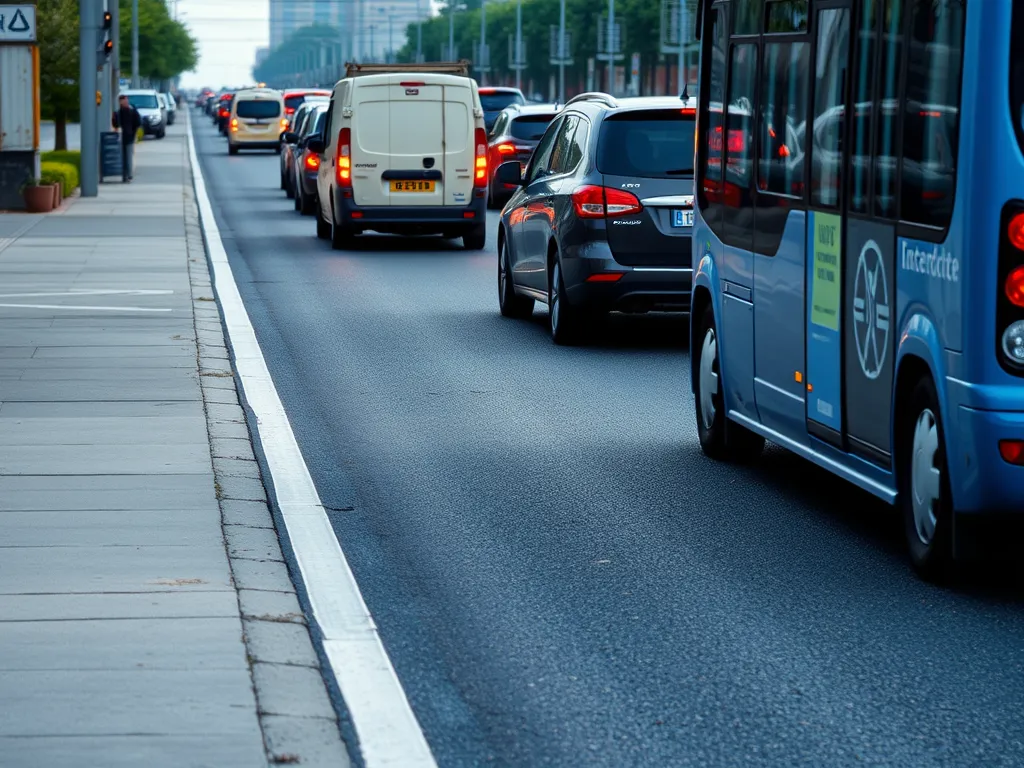 Traffic congestion on asphalt pavement illustrating the effects of heavy vehicle load on road surfaces.