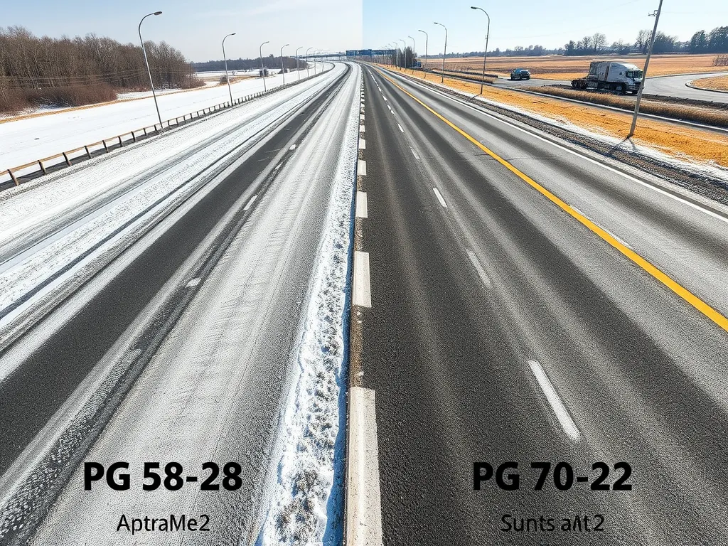 Comparison of PG 58-28 and PG 70-22 asphalt types used in road construction