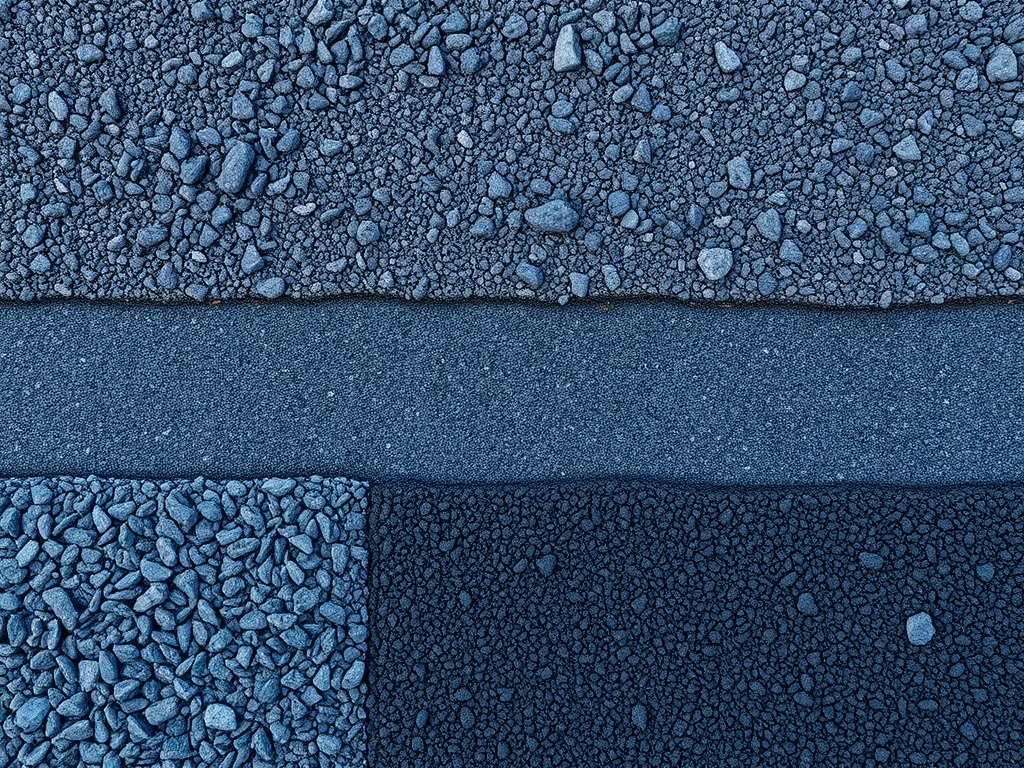 Different types of asphalt used in road construction showcasing various textures and compositions.