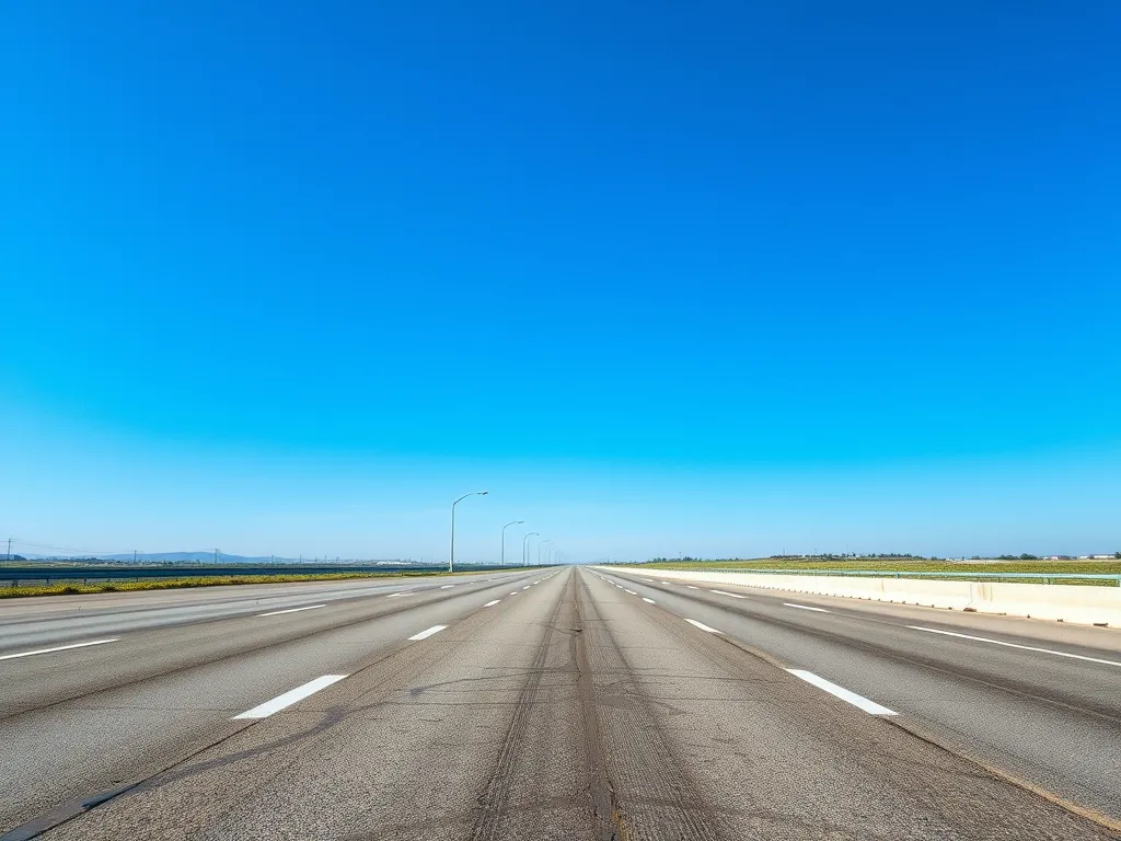 Wide open road showcasing different types of asphalt used in road construction