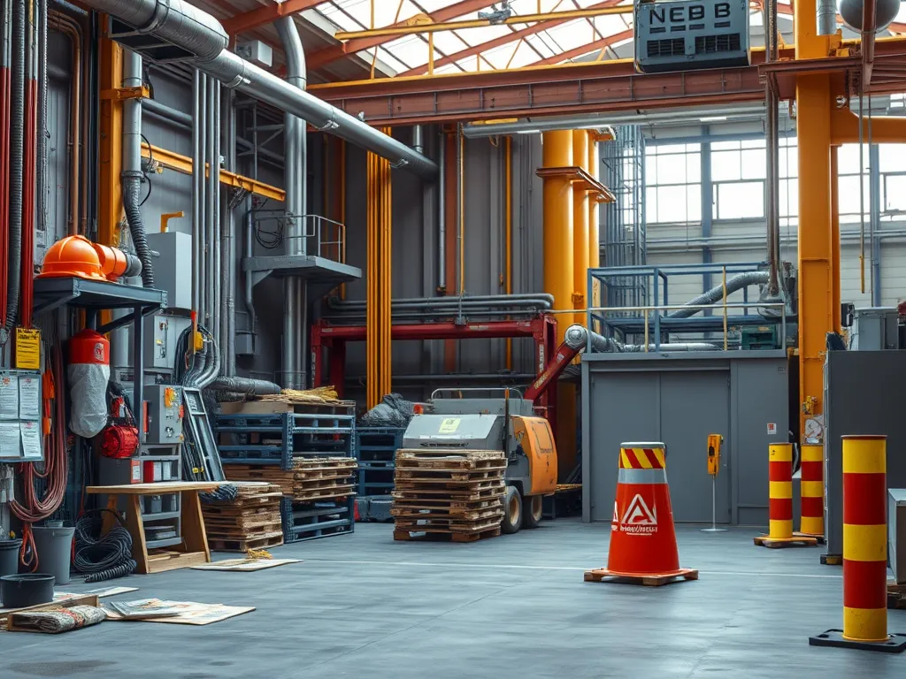 Interior view of a facility with equipment related to asphalt safety regulations.