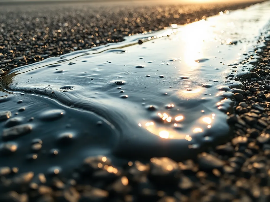 Close-up of asphalt sealant showing UV protection features against sunlight damage.