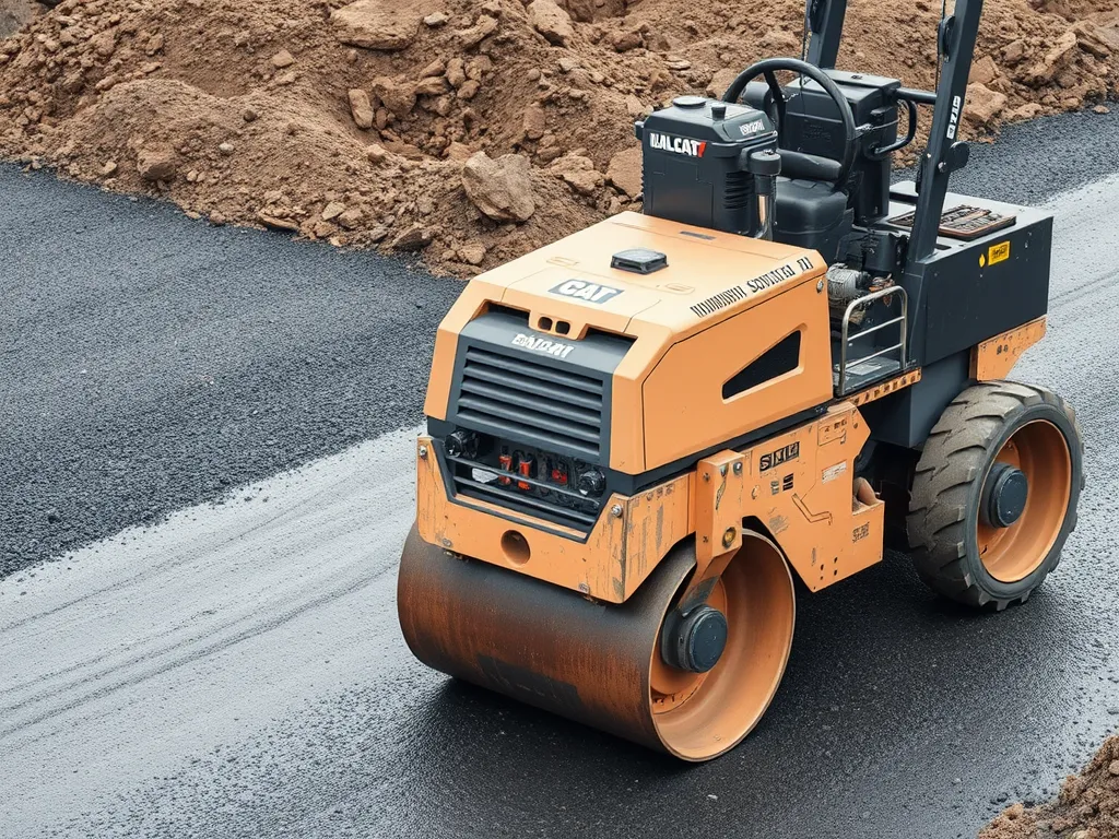 Vibratory plate compactor working on asphalt, illustrating advantages over traditional compactors.
