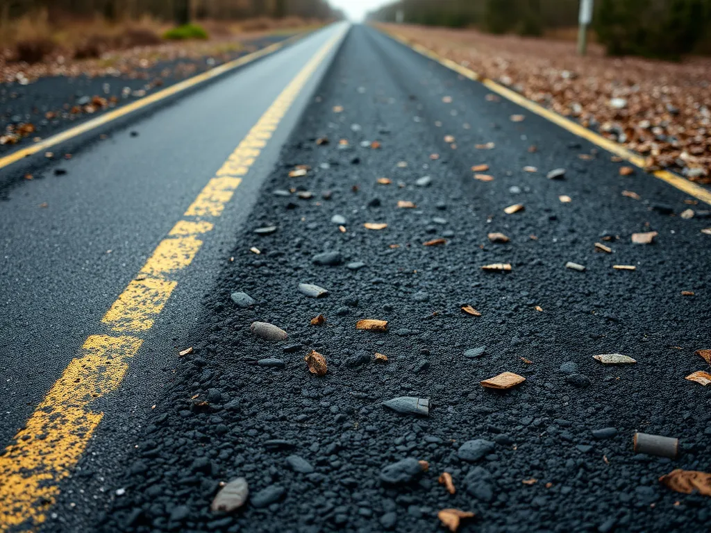 Close-up of warm mix asphalt road demonstrating its durability and eco-friendliness