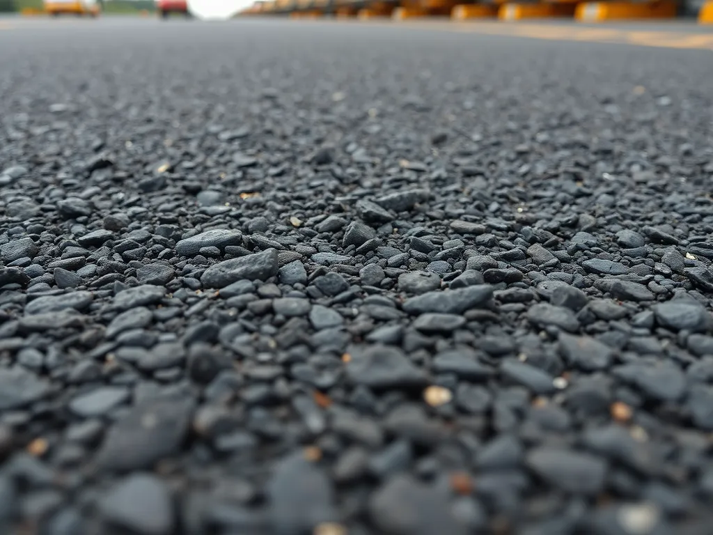 Close-up view of warm mix asphalt surface highlighting its texture and quality.