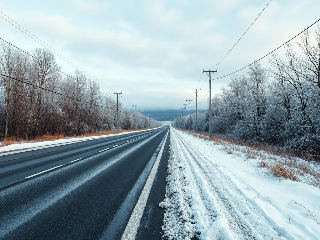 A road covered in snow demonstrating the effectiveness of warm mix asphalt in cold climates.