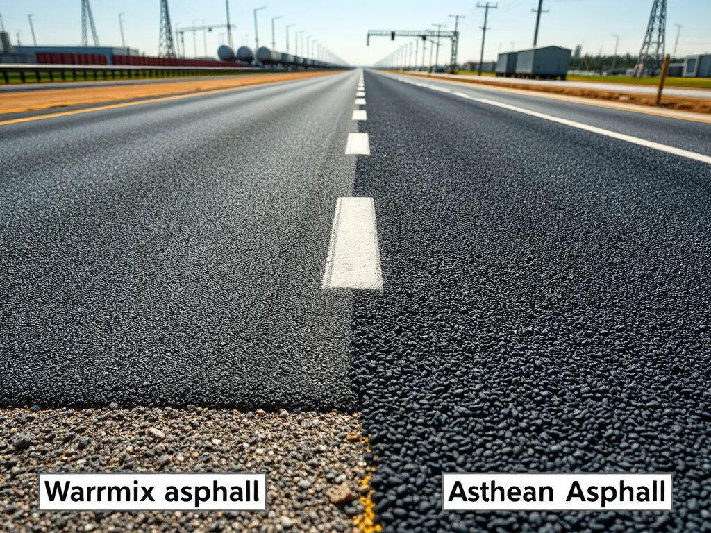Comparison of Warm Mix Asphalt and Conventional Asphalt surfaces on a highway.