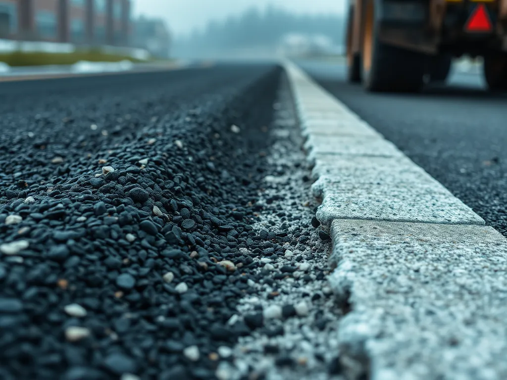 Close-up of warm mix asphalt showing material composition for optimal selection