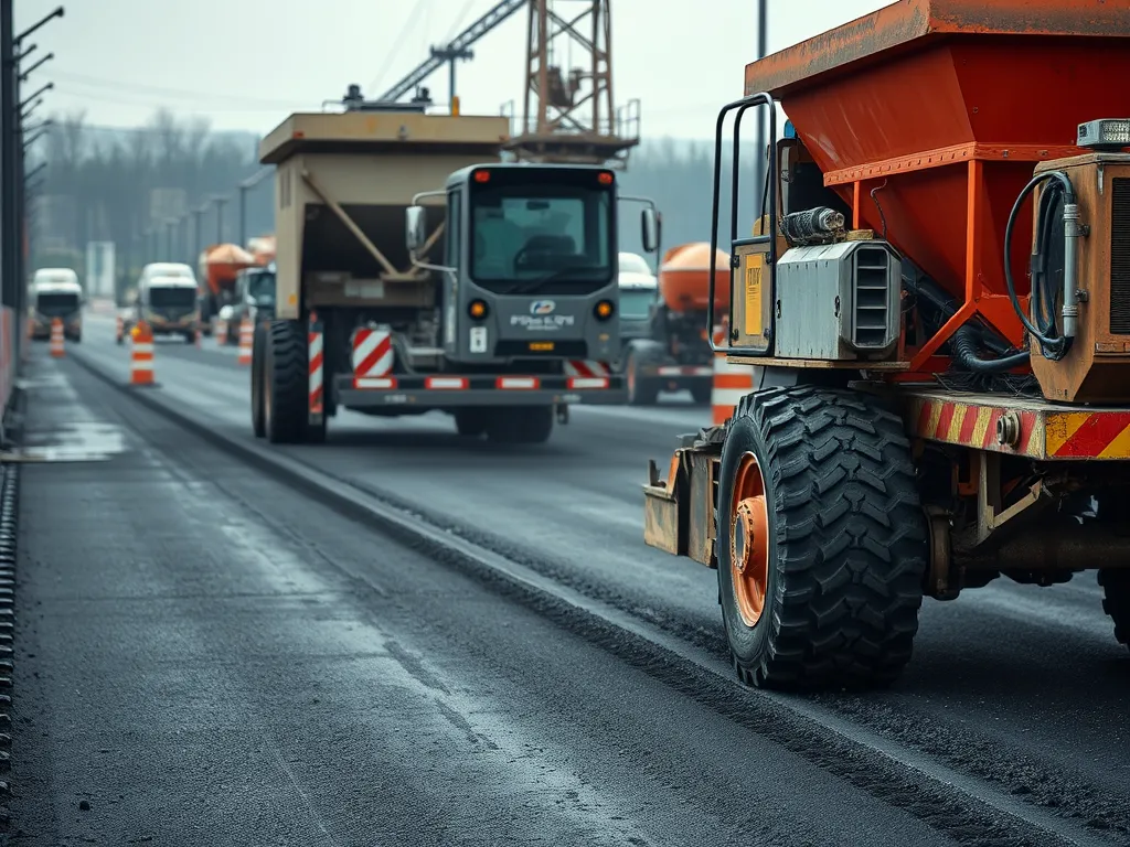 Construction site demonstrating the benefits of warm mix asphalt during pavement installation