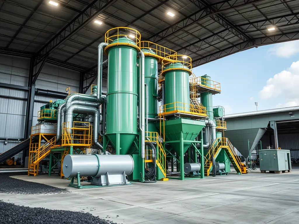 A warm mix asphalt production facility showcasing environmentally friendly technology.