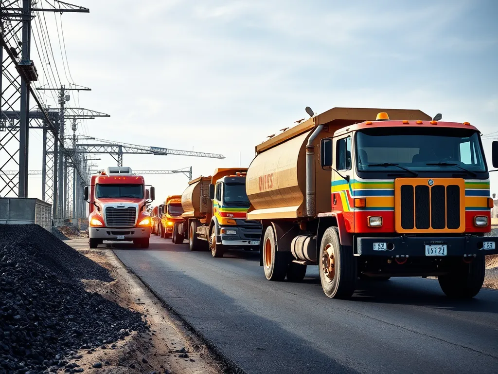 Trucks transporting warm mix asphalt for eco-friendly recycling techniques