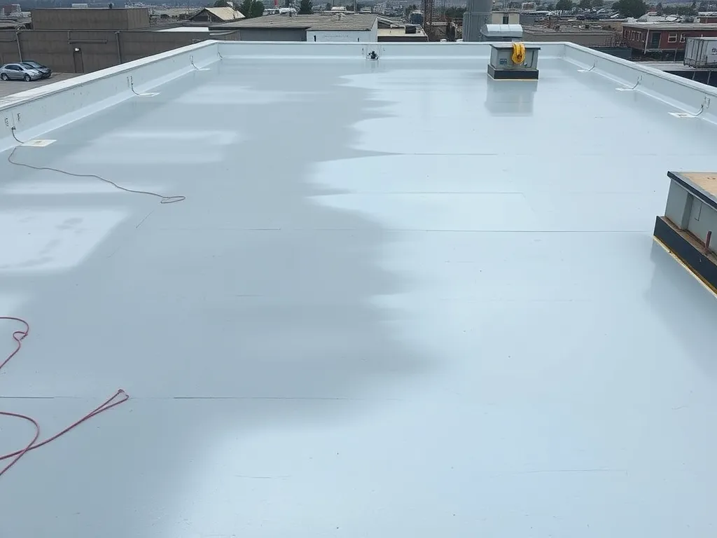 A newly waterproofed asphalt roof showcasing a smooth surface essential for effective waterproofing.