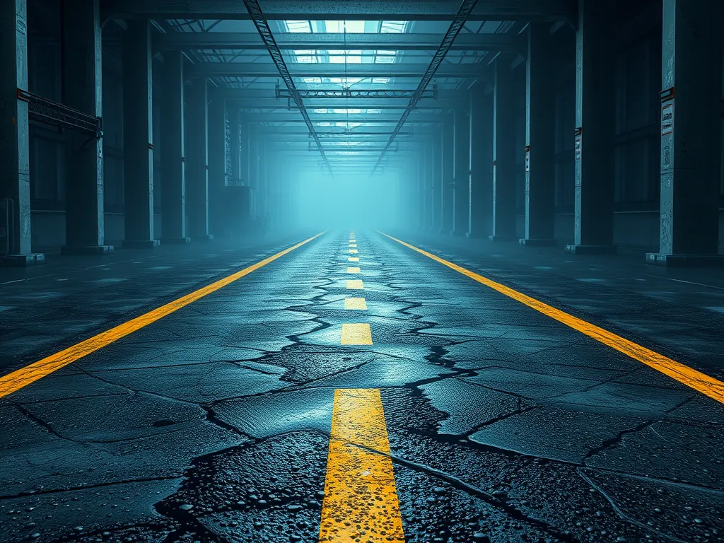 Cracked asphalt road depicting the effects of weather resistance evaluation in paving materials.