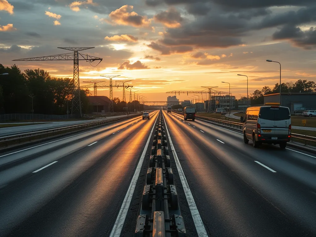 Road with weather-resistant asphalt showcasing performance metrics in varying weather conditions.